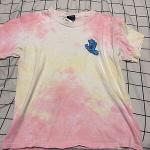 pink and yellow tie dye santa cruz shirt